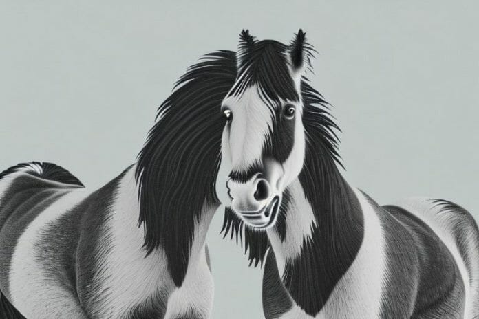 A clydesdale horse in the landscape of louis trichardt