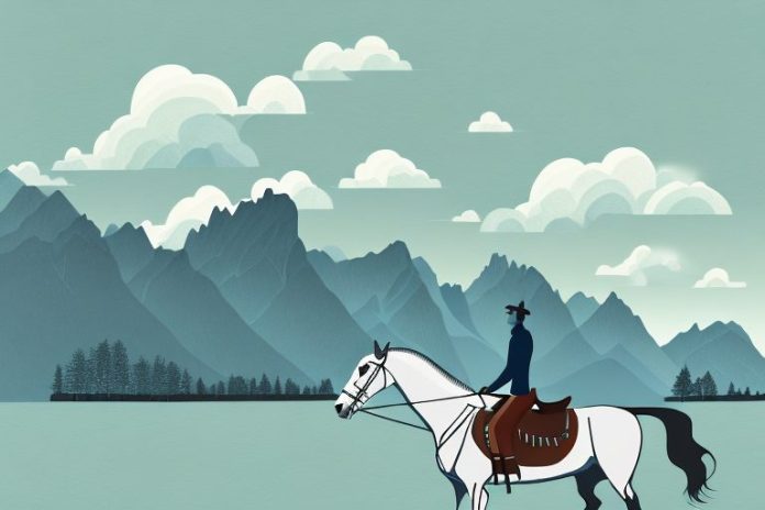 A horse and rider in a scenic queenstown landscape