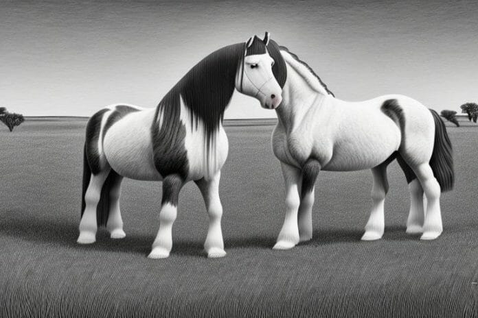 A clydesdale horse in a rural setting in upington