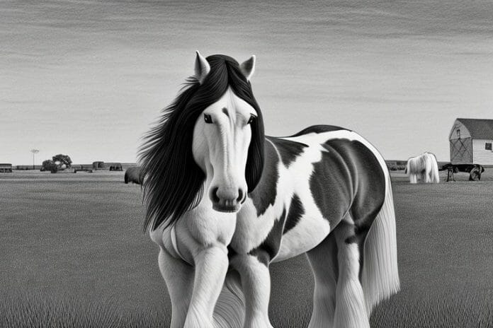 A clydesdale horse in a rural setting in kuruman