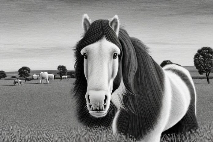 A clydesdale horse in a rural setting in de aar