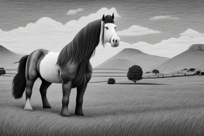 A clydesdale horse in a rural setting in north west