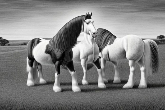 A clydesdale horse in a rural setting in rustenburg