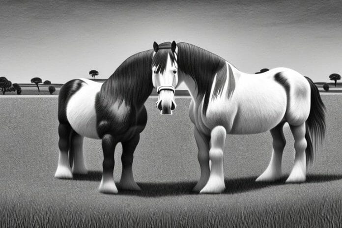 A clydesdale horse in a rural setting in mafikeng