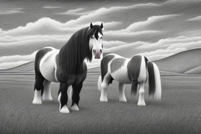 A clydesdale horse in a rural setting in orkney