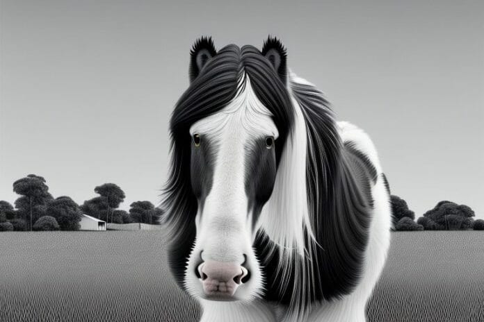A clydesdale horse in a rural south african setting