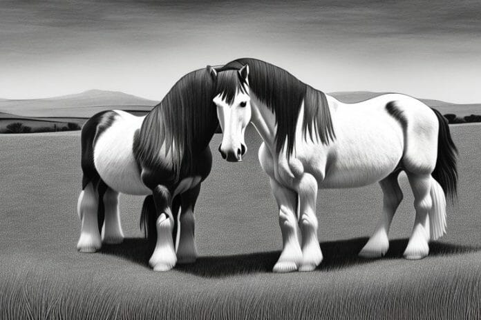 A clydesdale horse in a rural setting in the western cape