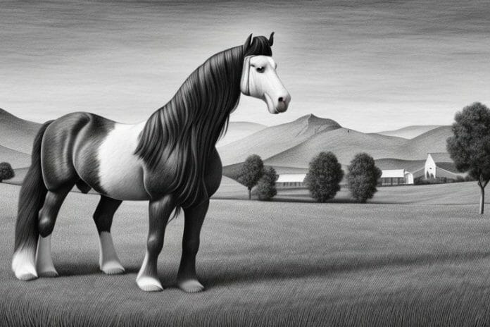 A clydesdale horse in a rural setting in stellenbosch