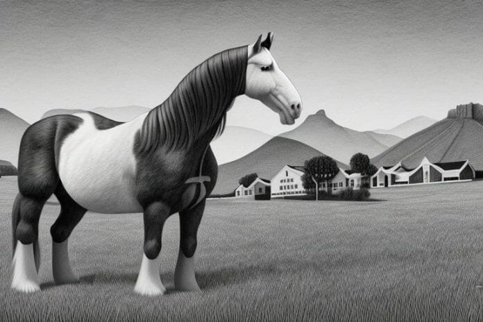 A clydesdale horse in a rural setting in paarl