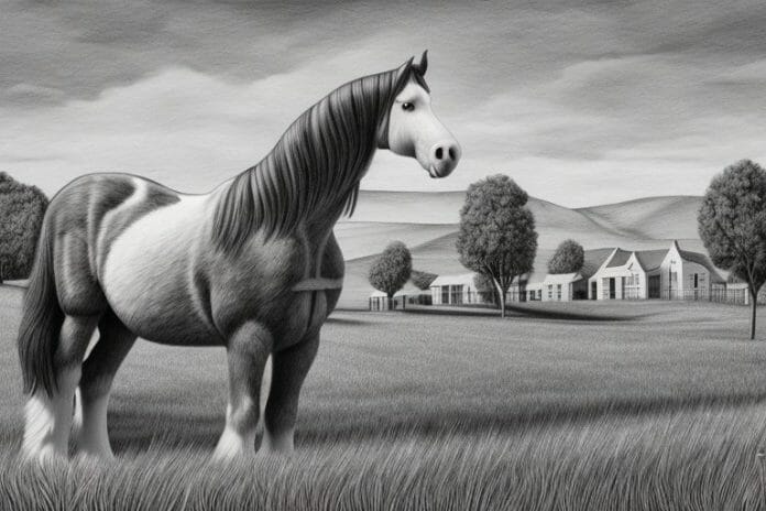 A clydesdale horse in a rural setting in knysna