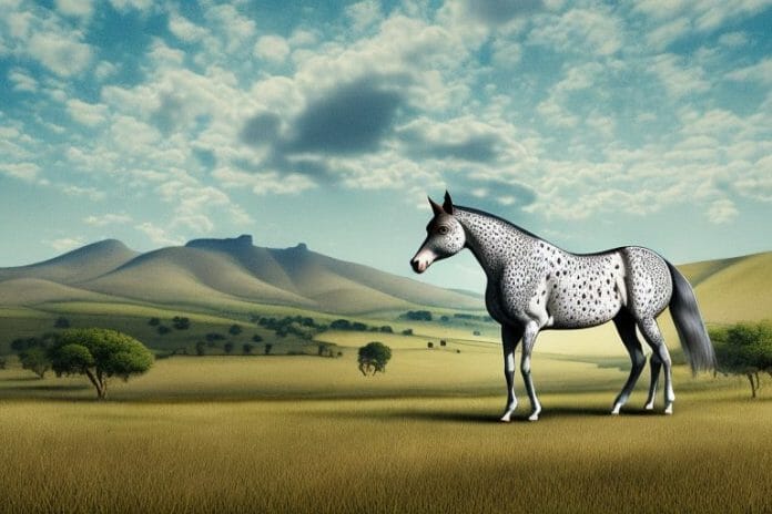 An appaloosa horse in a rural landscape in kwa zulu natal