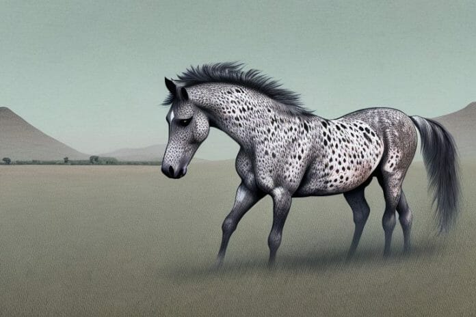 An appaloosa horse in a rural south african landscape