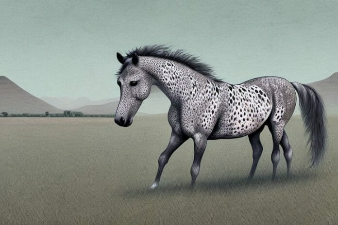 An appaloosa horse in a rural south african landscape