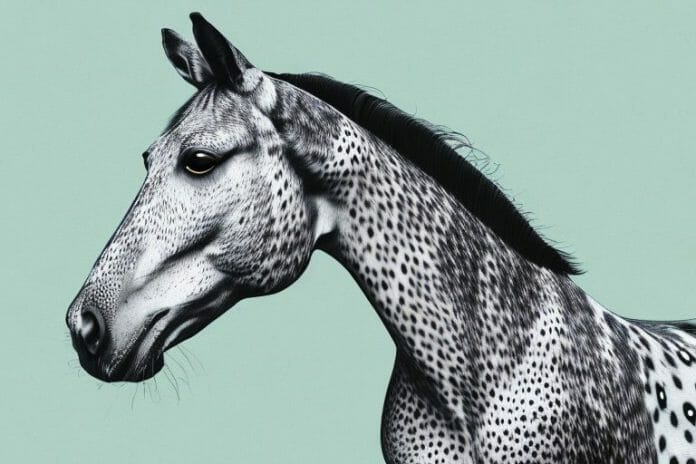 An appaloosa horse in its natural environment in the eastern cape