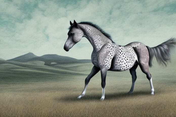 An appaloosa horse in a rural south african landscape