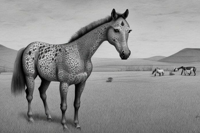 An appaloosa horse in a rural setting in south africa