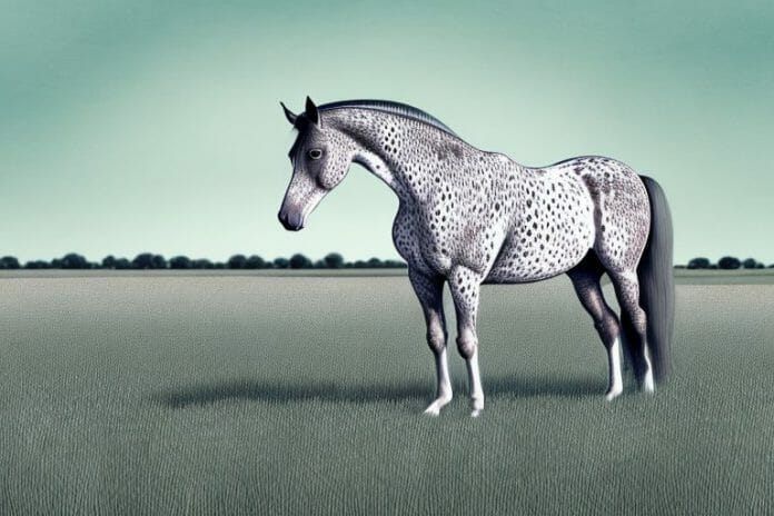 An appaloosa horse standing in a field in south africa