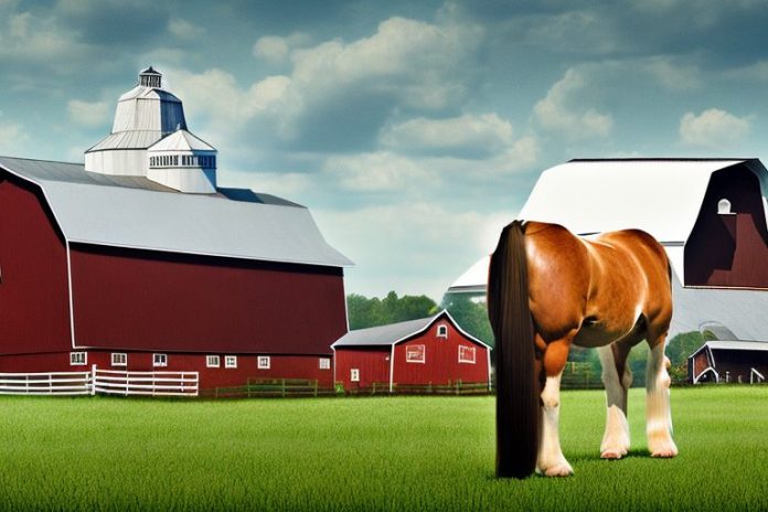 An american belgian draft horse in a rural setting