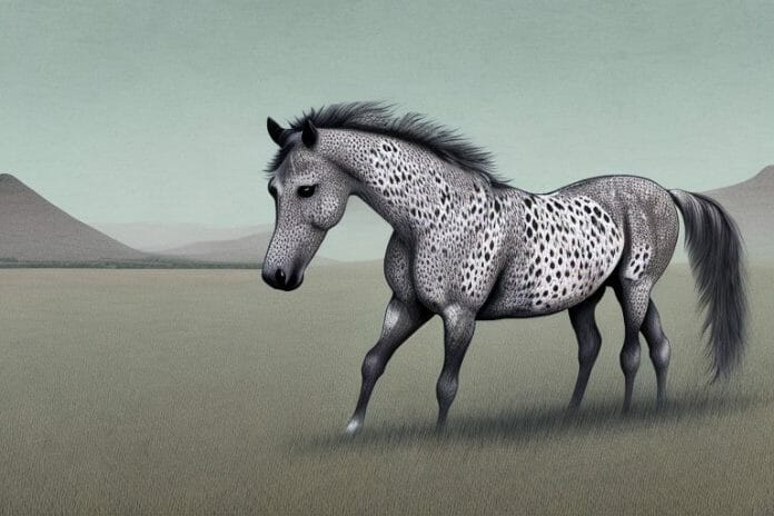 An appaloosa horse in a rural south african landscape