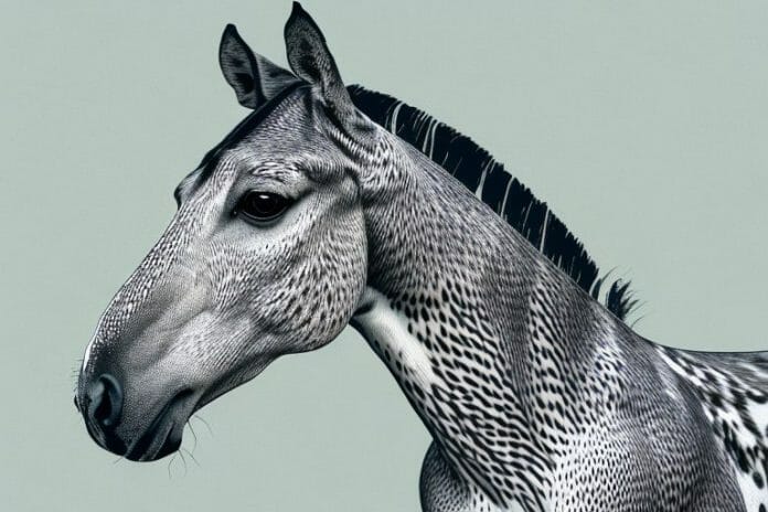A majestic appaloosa horse in a rural south african landscape
