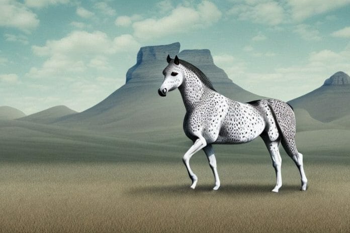 An appaloosa horse in a rural south african landscape