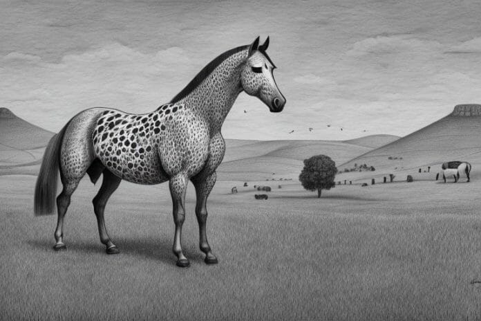 An appaloosa horse in a rural setting in south africa