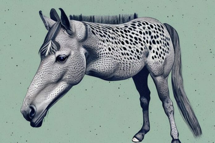 An appaloosa horse in its natural environment in limpopo