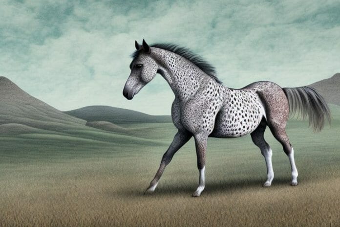 An appaloosa horse in a rural south african landscape