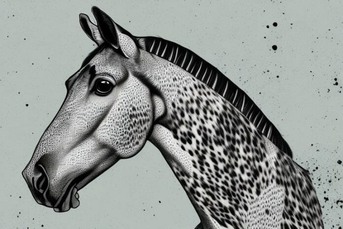 An appaloosa horse in its natural environment in louis trichardt