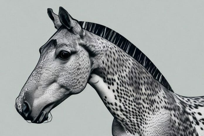 An appaloosa horse in its natural environment in calvinia