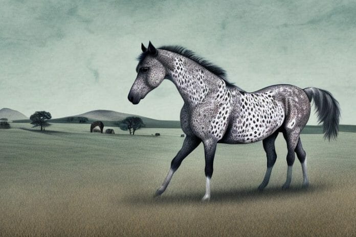 An appaloosa horse in a rural south african landscape