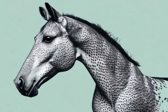 An appaloosa horse in its natural environment in stilfontein