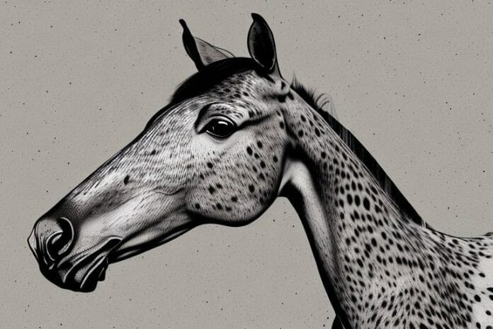 An appaloosa horse in a rural south african landscape
