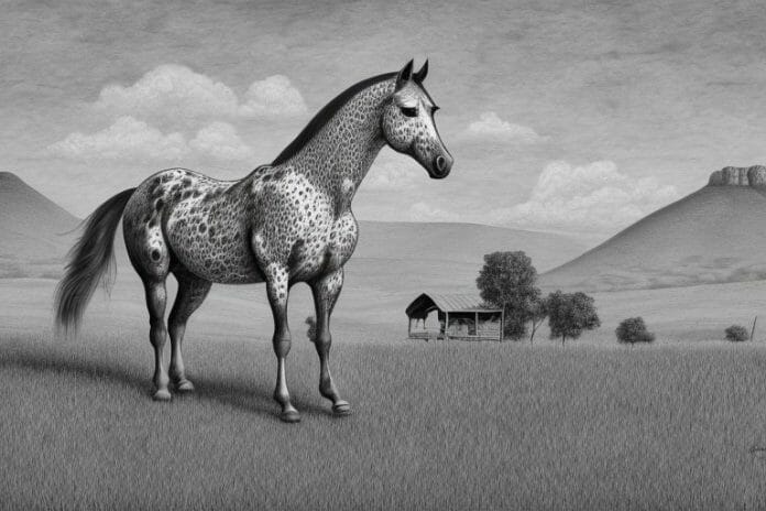 An appaloosa horse in a rural setting in south africa