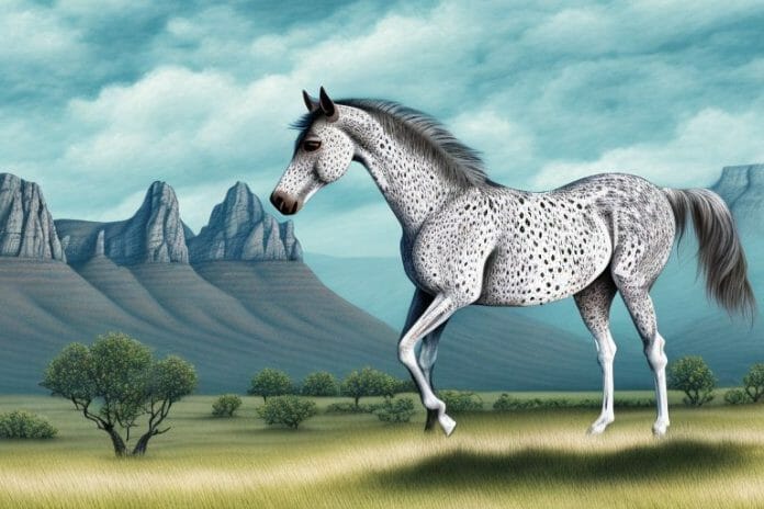 An appaloosa horse in a scenic landscape of the western cape
