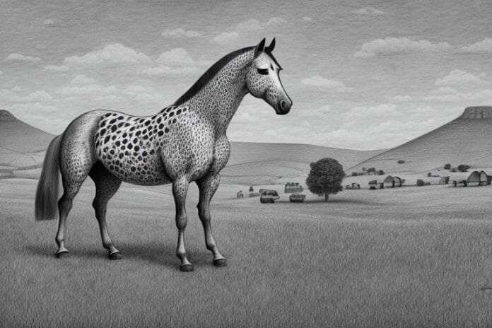 An appaloosa horse in a rural setting in south africa