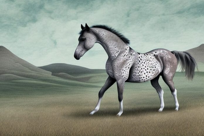 An appaloosa horse in a rural south african landscape