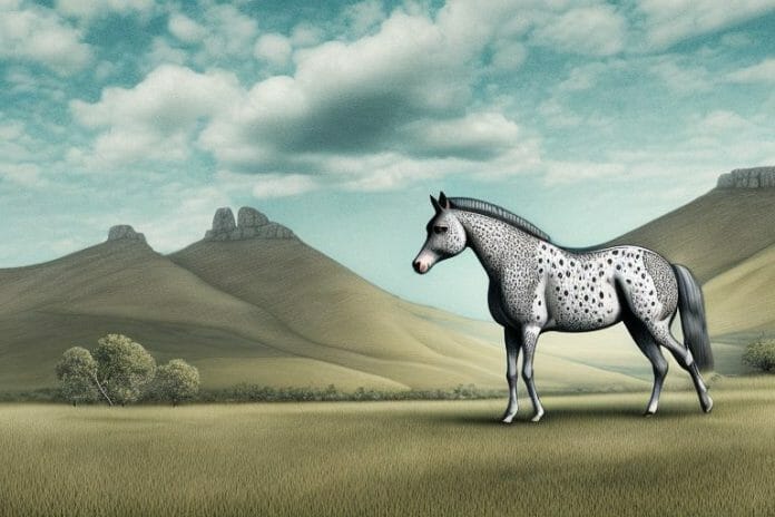 An appaloosa horse in a rural landscape in hermanus
