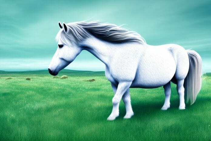 An icelandic horse in a grassy field in newcastle