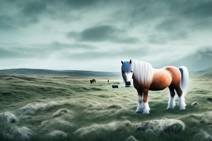An icelandic horse in a rural landscape in east london