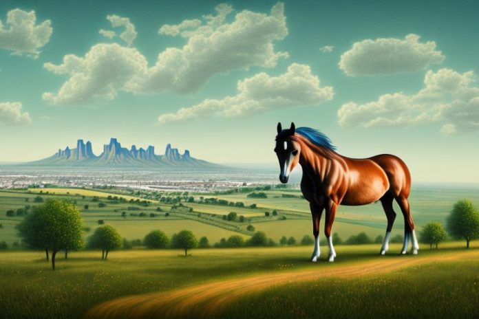 A hackney horse in a rural landscape