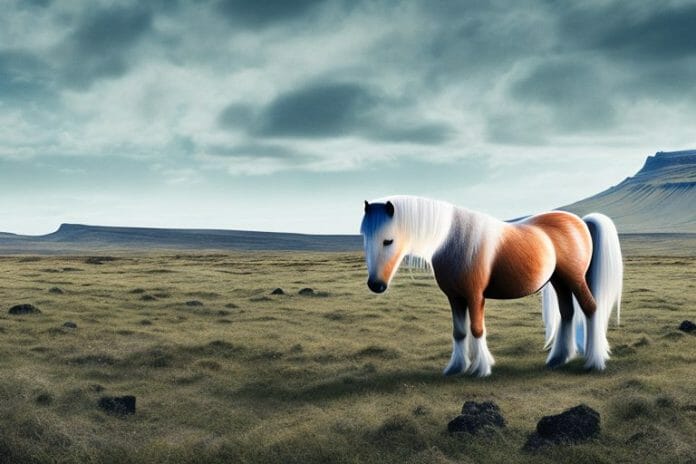 An icelandic horse in a rural landscape in the northern cape