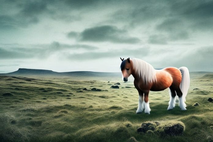 An icelandic horse in a rural landscape in warrenton
