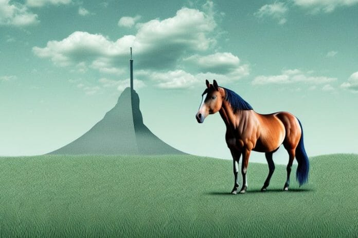 A horse standing in a field in worcester