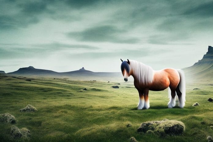 An icelandic horse in a rural landscape in stellenbosch