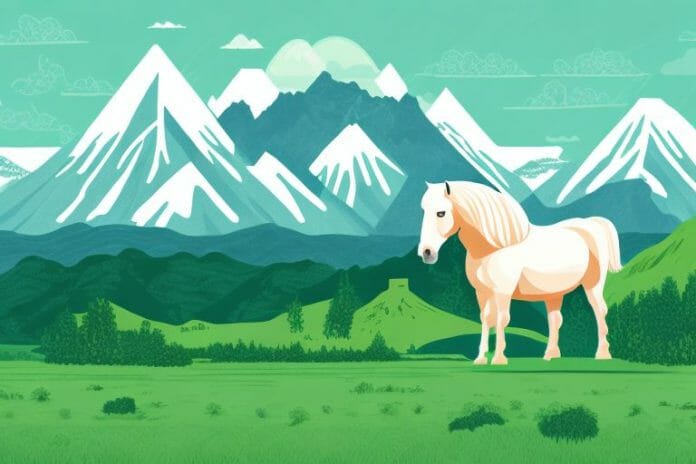 An icelandic horse in a lush