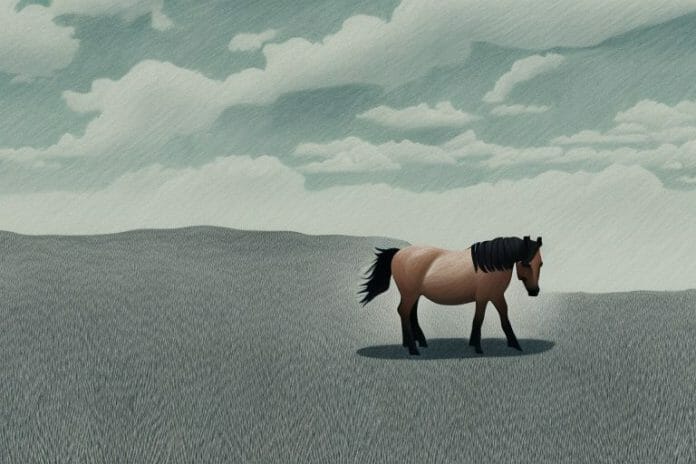 A shetland pony in a rural south african landscape
