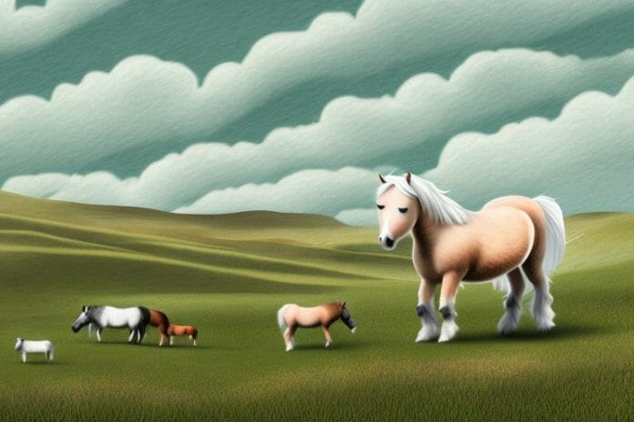 A shetland pony in a rural landscape in eastern cape