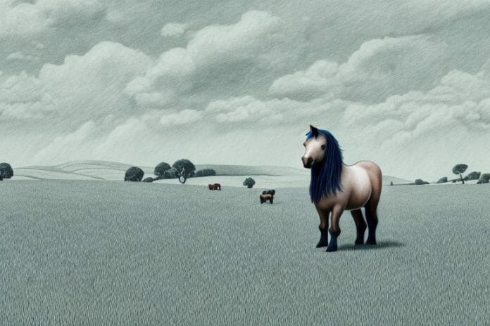 A shetland pony in a field in king william's town
