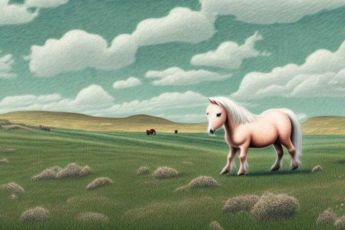 A shetland pony in a rural landscape in aliwal north